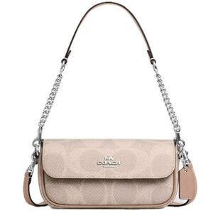 NWT COACH Hailey Flap Bag in Signature Sand/ Taupe CAN70